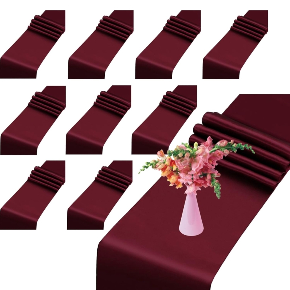 Elegant Burgundy Table Runner Set